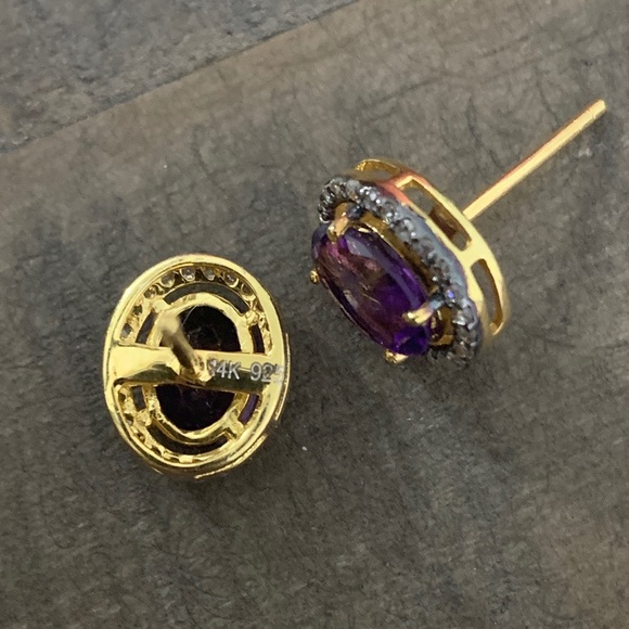 1/2 cttw Chocolate Diamond Amethyst Earrings - Picture 6 of 11